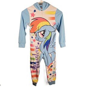 My Little Pony Movie Pajamas 6/6X One Piece Hood 2017 Rainbow Dash Hasbro Zipper